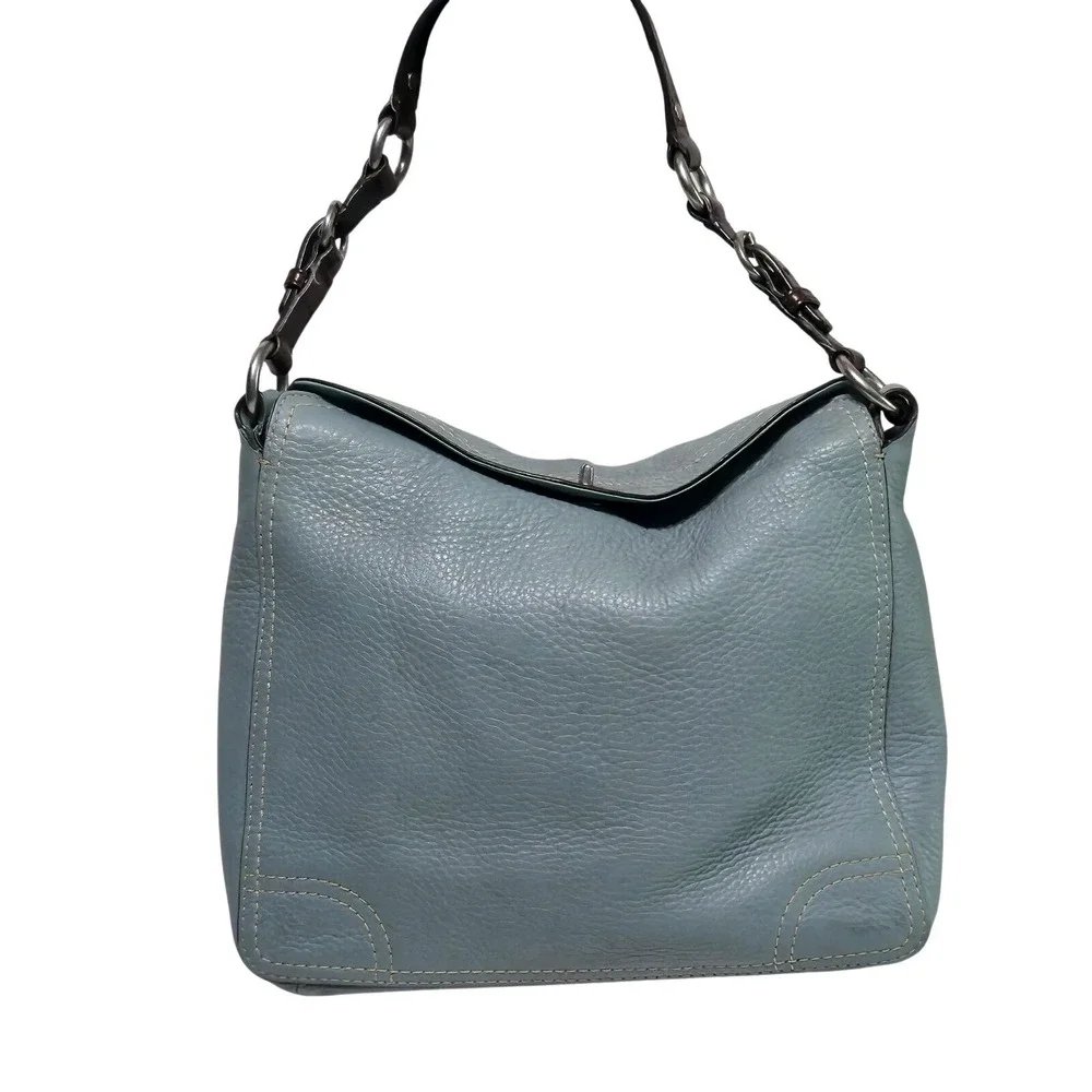 COACH Chelsea Hobo Bag Teal Pebbled Leather Turn Lock Shoulder Purse F12338